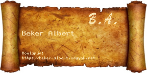 Beker Albert névjegykártya